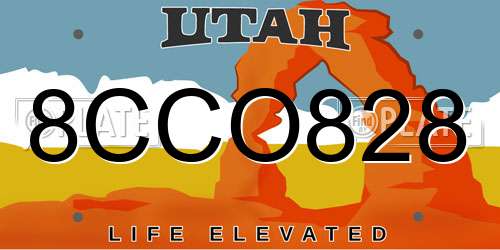 8CCO828 Utah License Plate