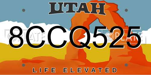 8CCQ525 Utah License Plate