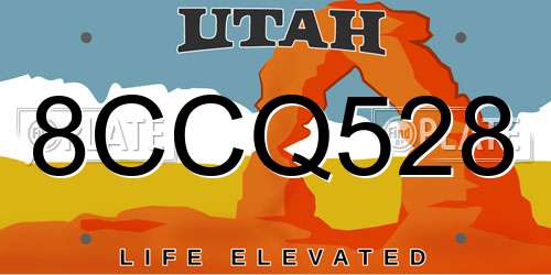 8CCQ528 Utah License Plate