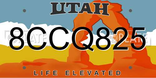 8CCQ825 Utah License Plate
