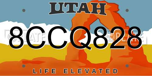 8CCQ828 Utah License Plate