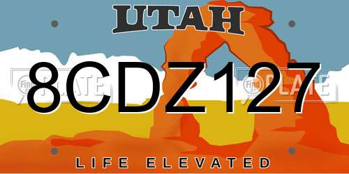 8CDZ127 Utah License Plate