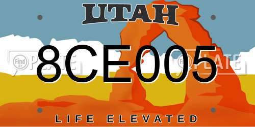 8CE005 Utah License Plate
