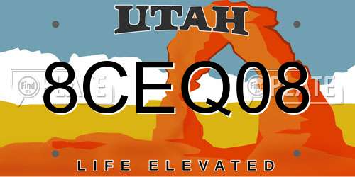 8CEQ08 Utah License Plate
