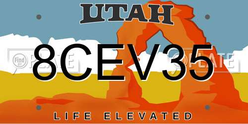8CEV35 Utah License Plate