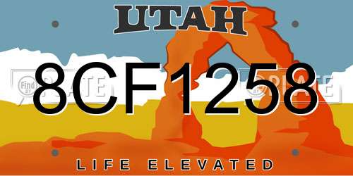 8CF1258 Utah License Plate