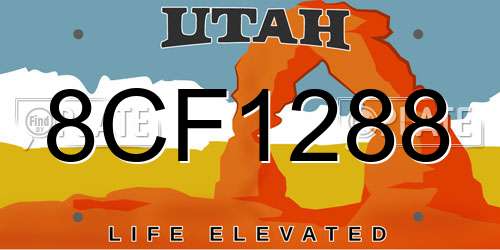 8CF1288 Utah License Plate