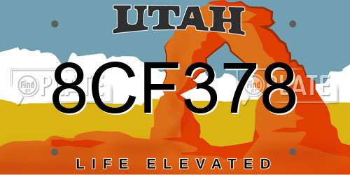 8CF378 Utah License Plate