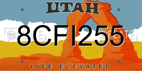 8CFI255 Utah License Plate
