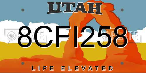8CFI258 Utah License Plate