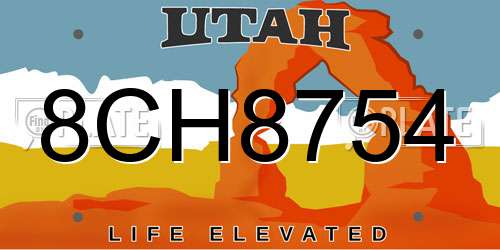 8CH8754 Utah License Plate
