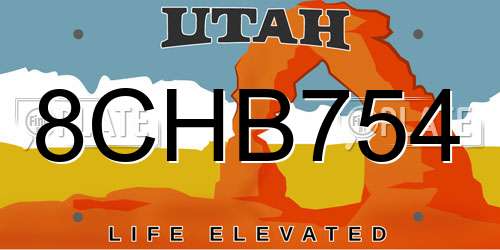8CHB754 Utah License Plate