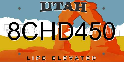 8CHD450 Utah License Plate