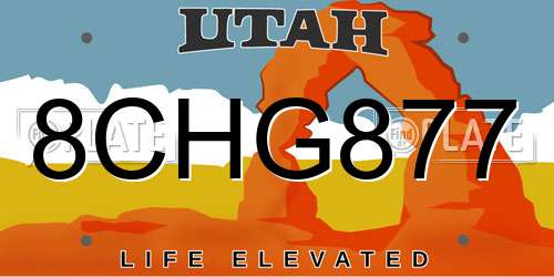 8CHG877 Utah License Plate