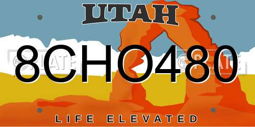 8CHO480 Utah License Plate