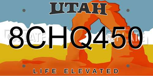 8CHQ450 Utah License Plate