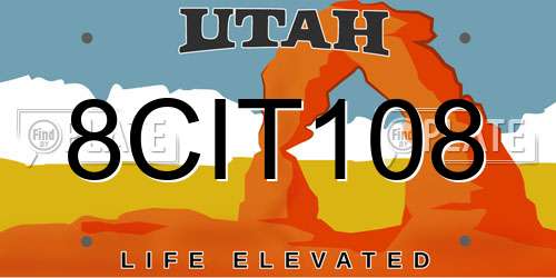 8CIT108 Utah License Plate