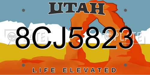 8CJ5823 Utah License Plate
