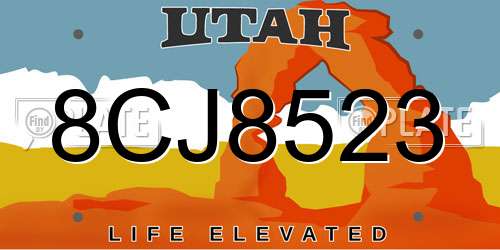 8CJ8523 Utah License Plate