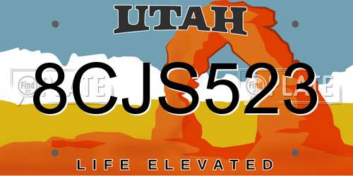 8CJS523 Utah License Plate