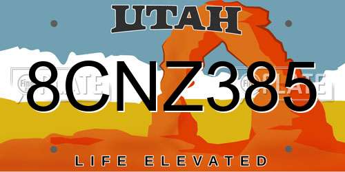 8CNZ385 Utah License Plate