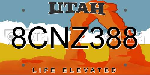 8CNZ388 Utah License Plate