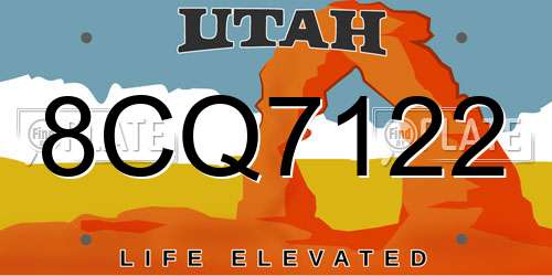 8CQ7122 Utah License Plate