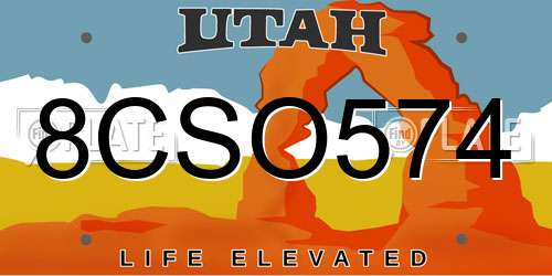 8CSO574 Utah License Plate