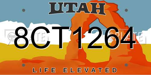 8CT1264 Utah License Plate