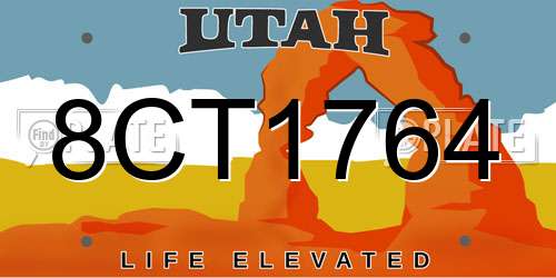8CT1764 Utah License Plate