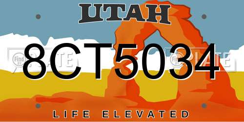 8CT5034 Utah License Plate