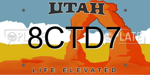 8CTD7 Utah License Plate