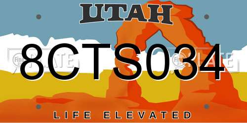 8CTS034 Utah License Plate