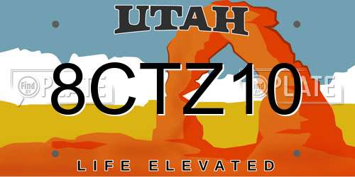 8CTZ10 Utah License Plate