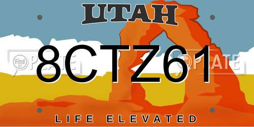 8CTZ61 Utah License Plate