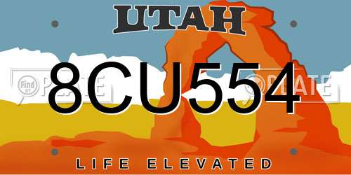 8CU554 Utah License Plate