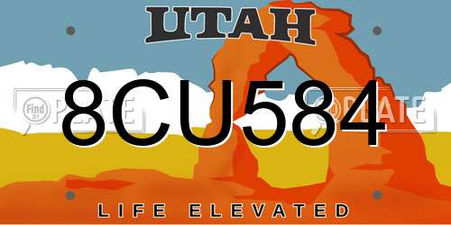 8CU584 Utah License Plate