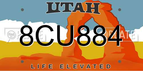 8CU884 Utah License Plate