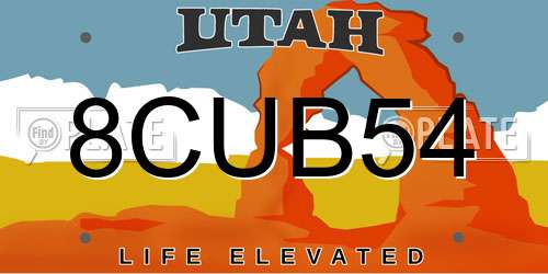 8CUB54 Utah License Plate