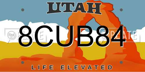 8CUB84 Utah License Plate