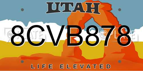 8CVB878 Utah License Plate