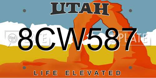 8CW587 Utah License Plate