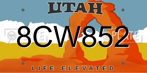 8CW852 Utah License Plate