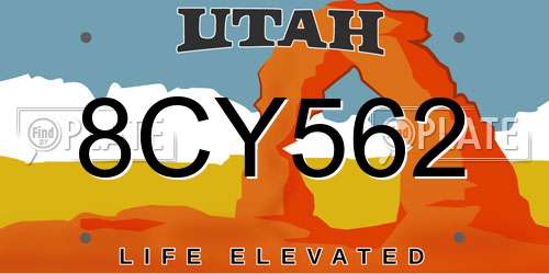 8CY562 Utah License Plate