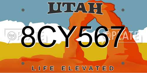 8CY567 Utah License Plate