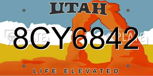 8CY6842 Utah License Plate