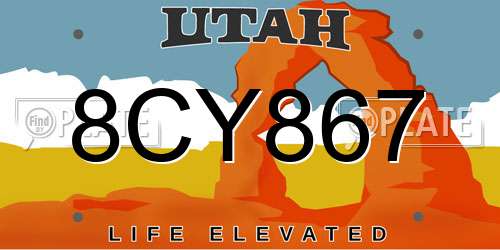 8CY867 Utah License Plate
