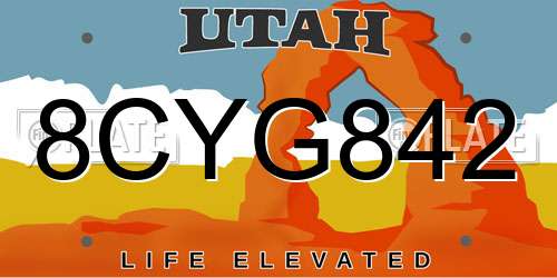 8CYG842 Utah License Plate