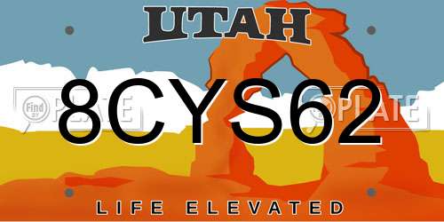 8CYS62 Utah License Plate