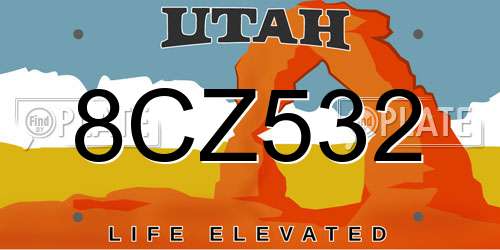 8CZ532 Utah License Plate